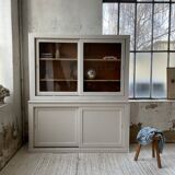 Library showcase ivory white sliding doors