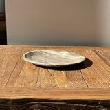 Petrified wood vide poche, circular dish or plate in light beige D25.