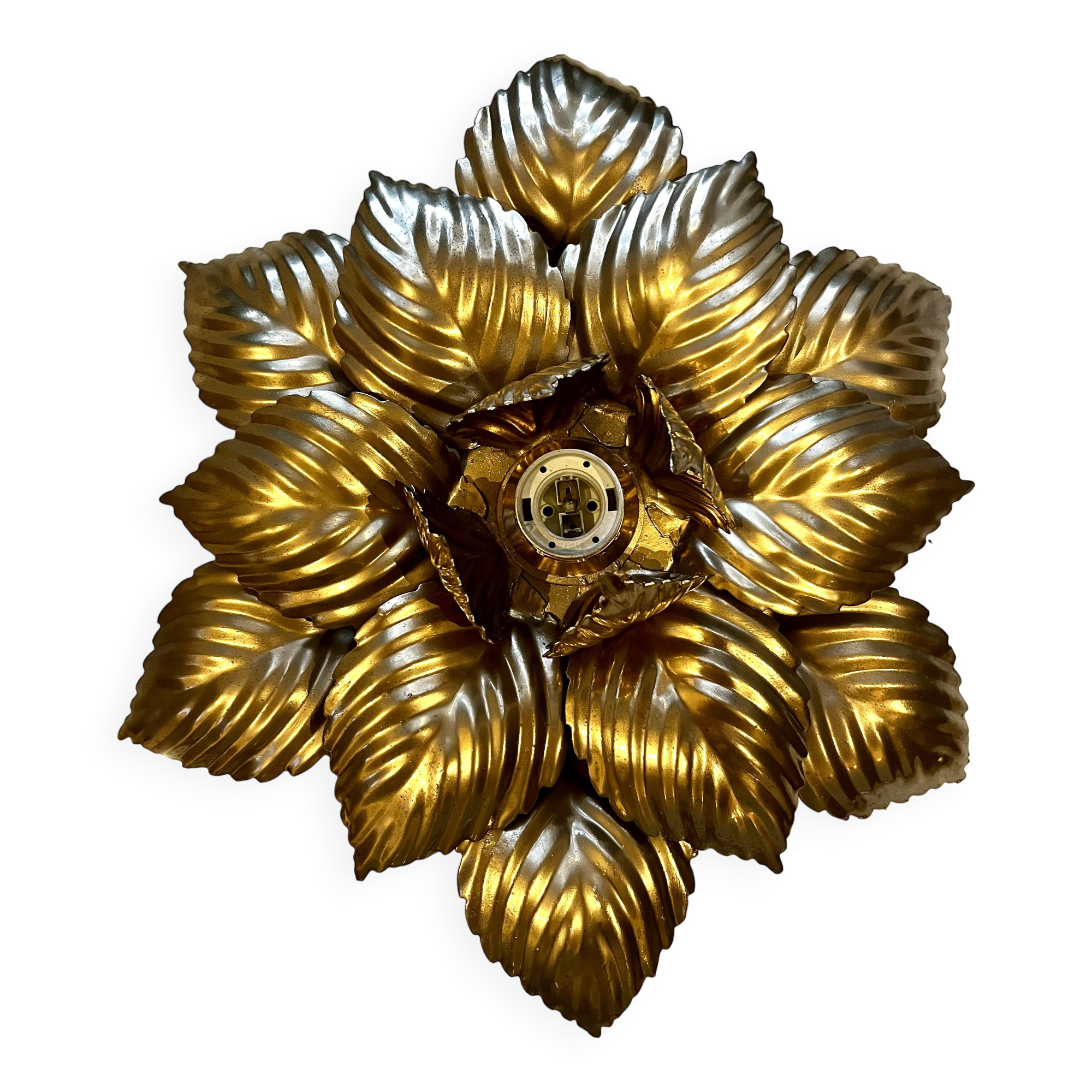 Golden flower wall lamp