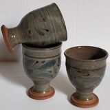 Trois tasses de potier en grès émaillé vintages
