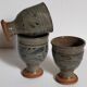 Trois tasses de potier en grès émaillé vintages