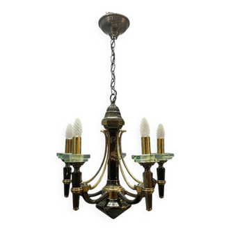 Lampart Brass and Crystal Chandelier 1970’s