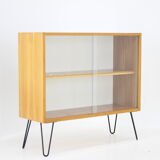 1970s birch/glass cabinet, czechoslovakia