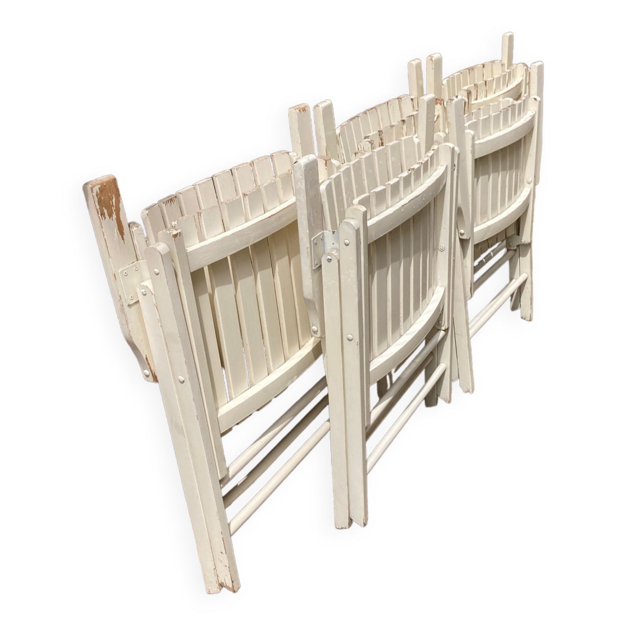 Five wooden garden armchairs