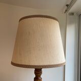 Turned wood floor lamp