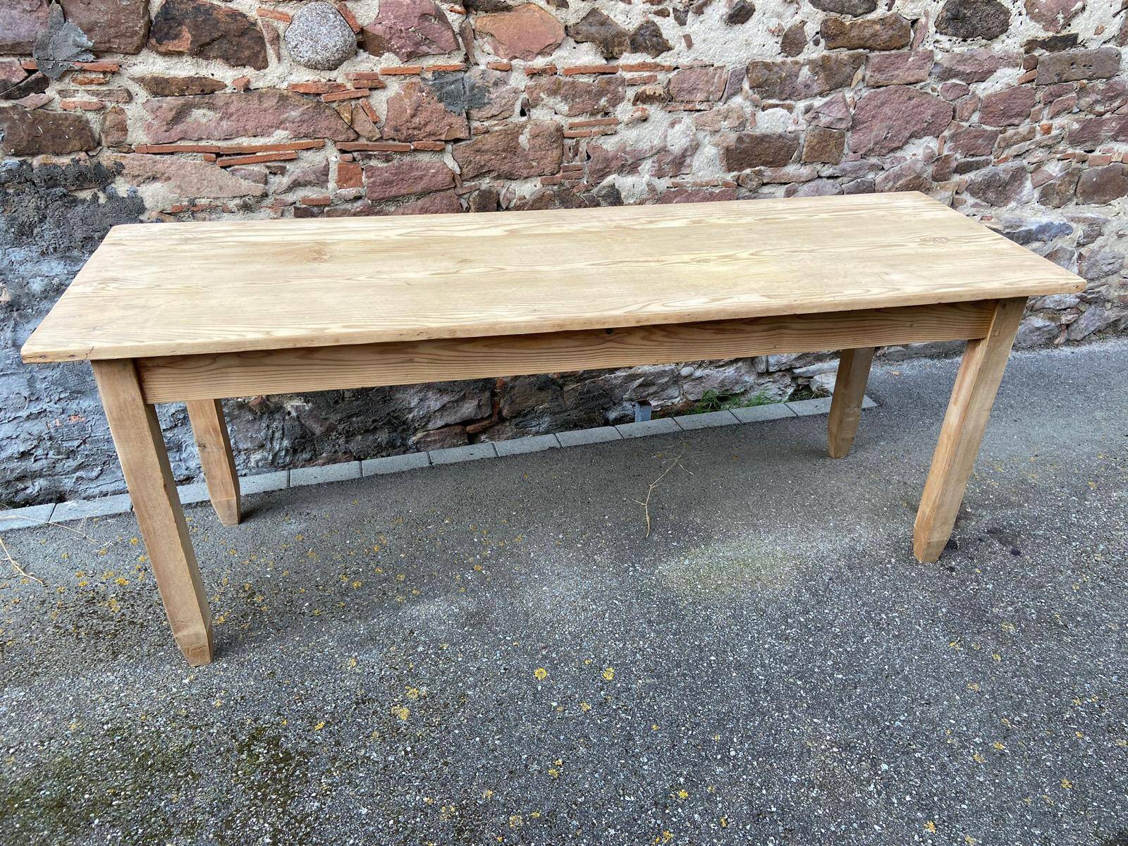 Large Alsatian bistro coffee table in raw natural fir French bistro table 1930