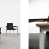 Mid-Century Scandinavian Black Leather Armchair by Sigvard Bernadotte for France & Søn, 1960s, Set o