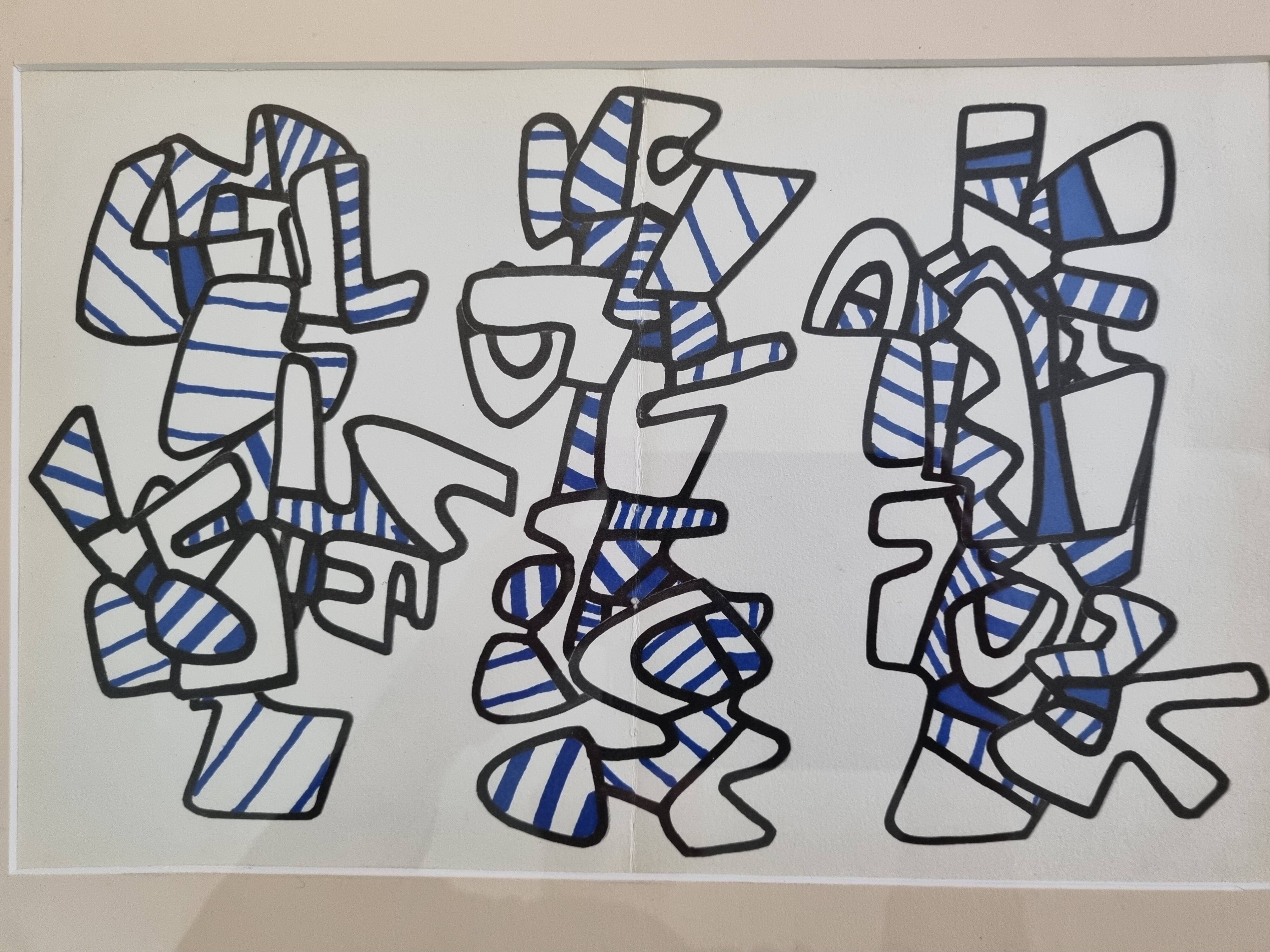 Screenprint after Jean Dubuffet framed under glass 41 cm by 31 cm
