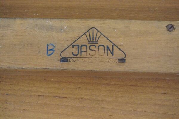 Table basse en forme de grande planche de surf par Kurt Ostervig pour Jason Møbler, années 1960.