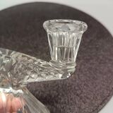 Pair of vintage clear glass candelabras, 2 branches, 1960s