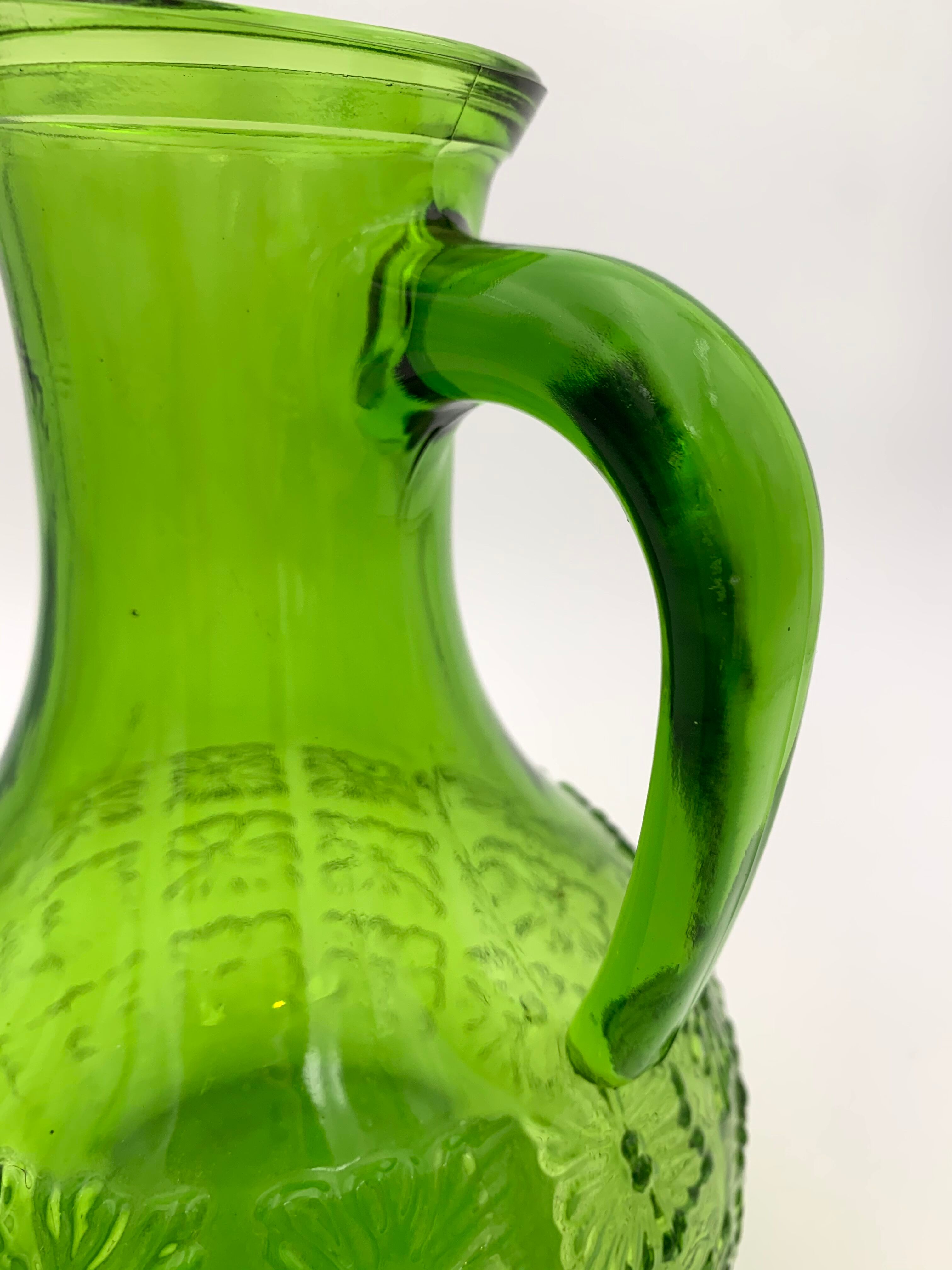 Vintage glass pitcher, chlorophyll green, Italy - 1960s-1970s.