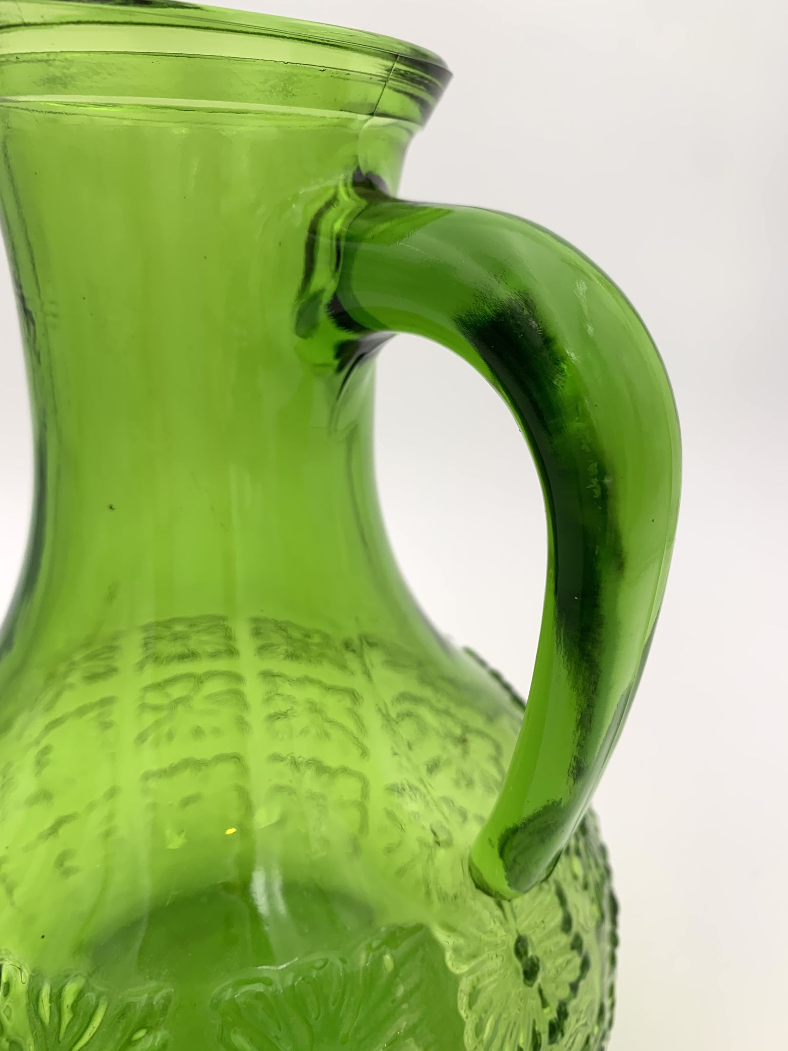 Vintage glass pitcher, chlorophyll green, Italy - 1960s-1970s.