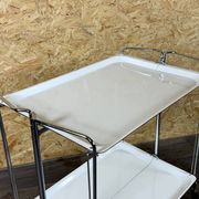 1960s 1970s Serving Cart Dinette Side Table Space Age Design Chrome White