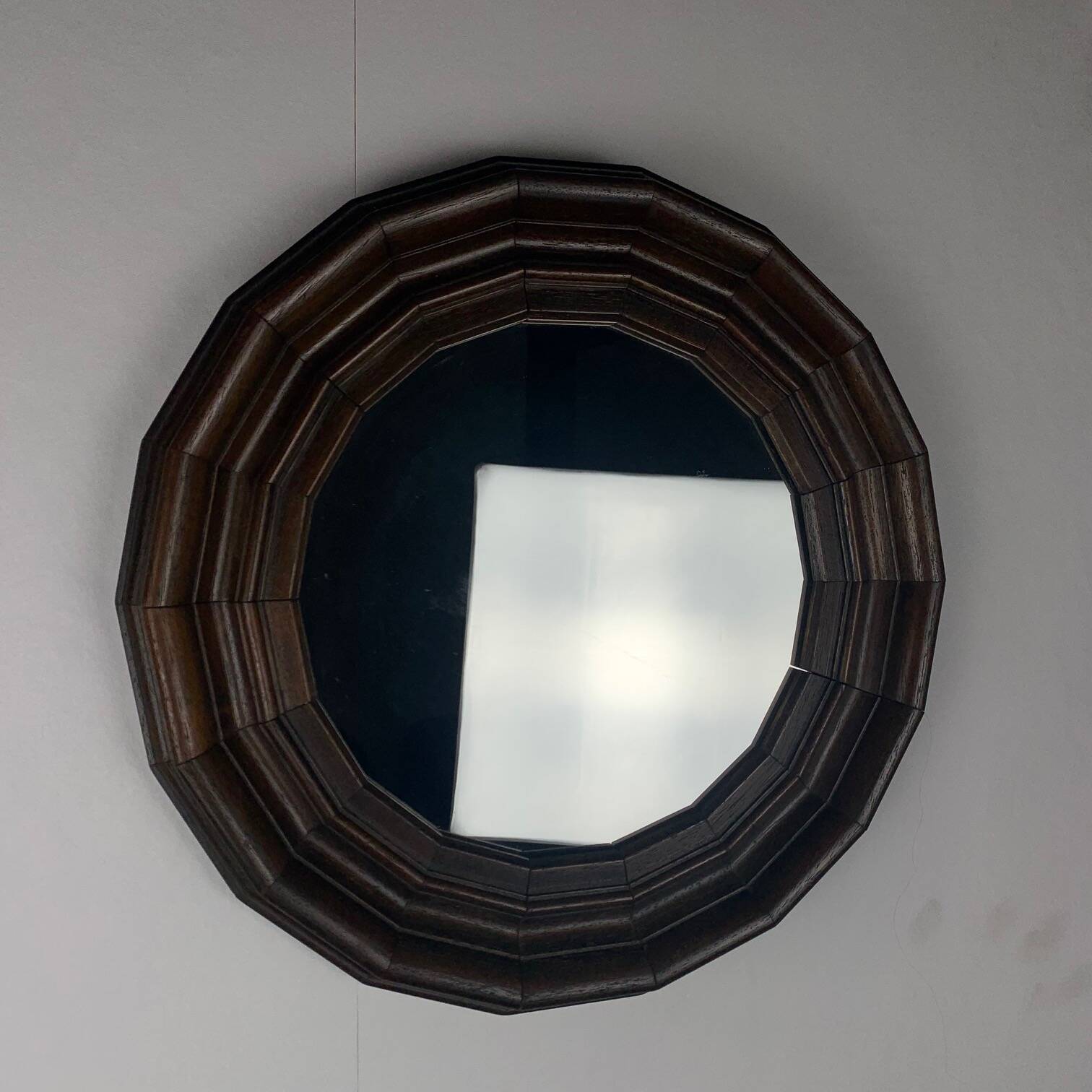 Small octagonal wooden mirror in neo-Renaissance / neo-Gothic style