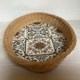 Old oval wicker rattan basket tray