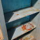Blue patinated wardrobe in teak, furniture from India