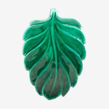 GREEN SLURRY LEAF DISH MADE IN FRANCE IN VALLAURIS
