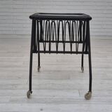 1970s, Scandinavian side table, original condition, glass, wood, metal, plastic rope.