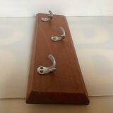 Wooden tea towel holder three double aluminum hooks