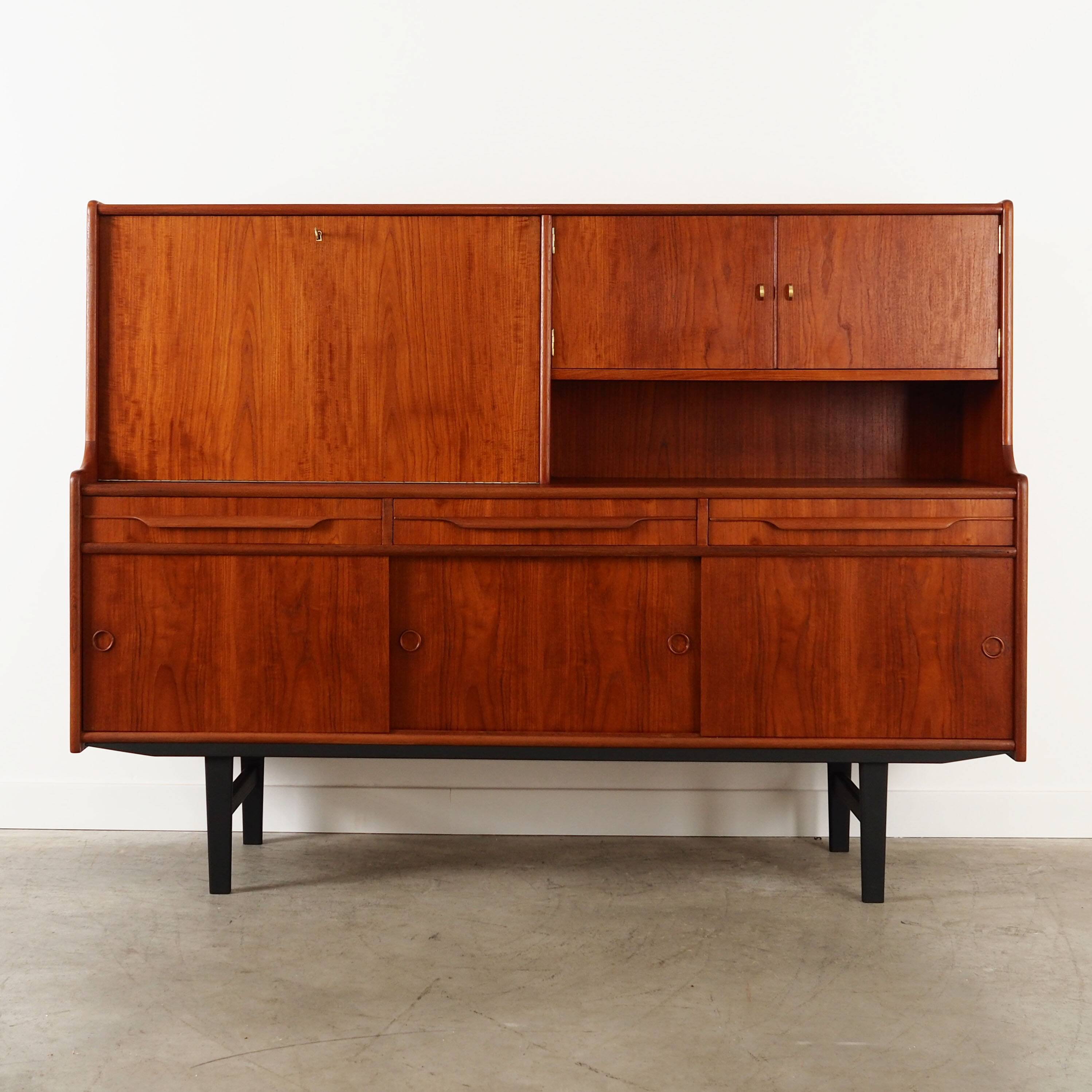 Teak high sideboard, Danish design, 1960s, production: Denmark