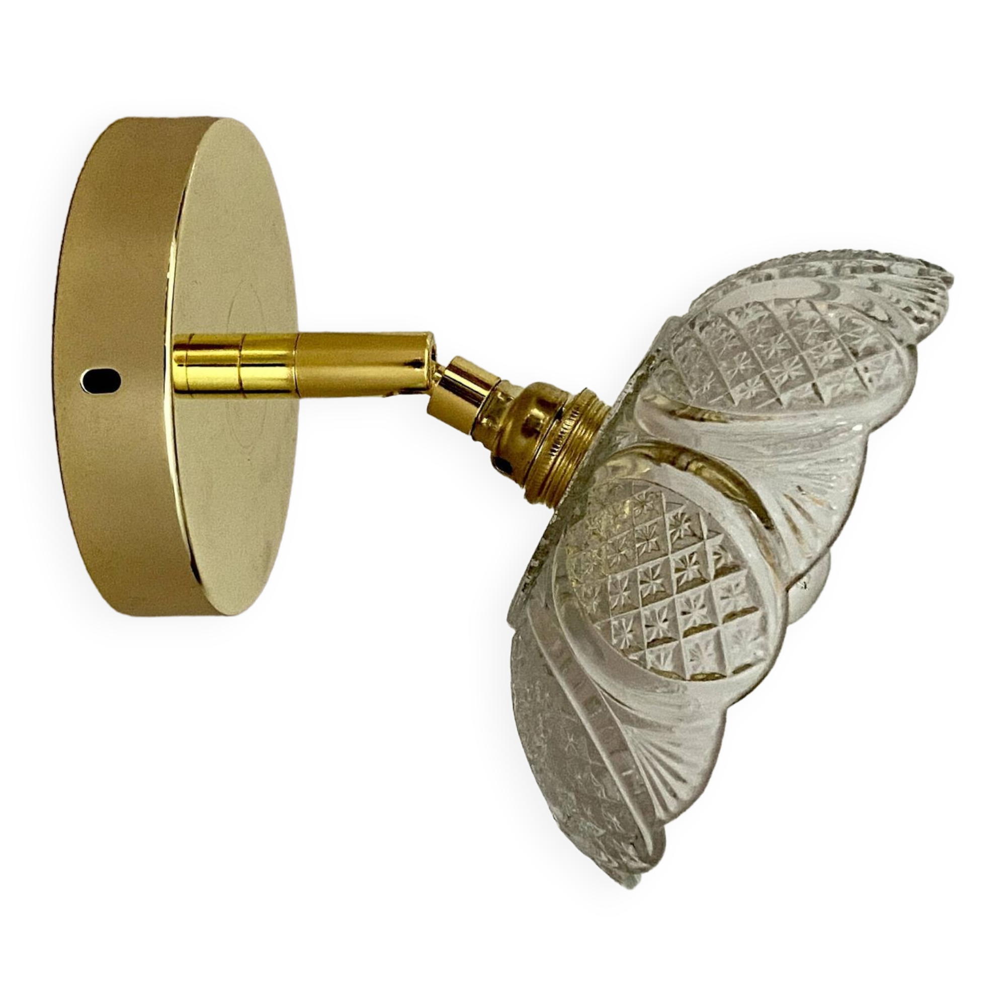 Vintage molded glass lampshade wall light