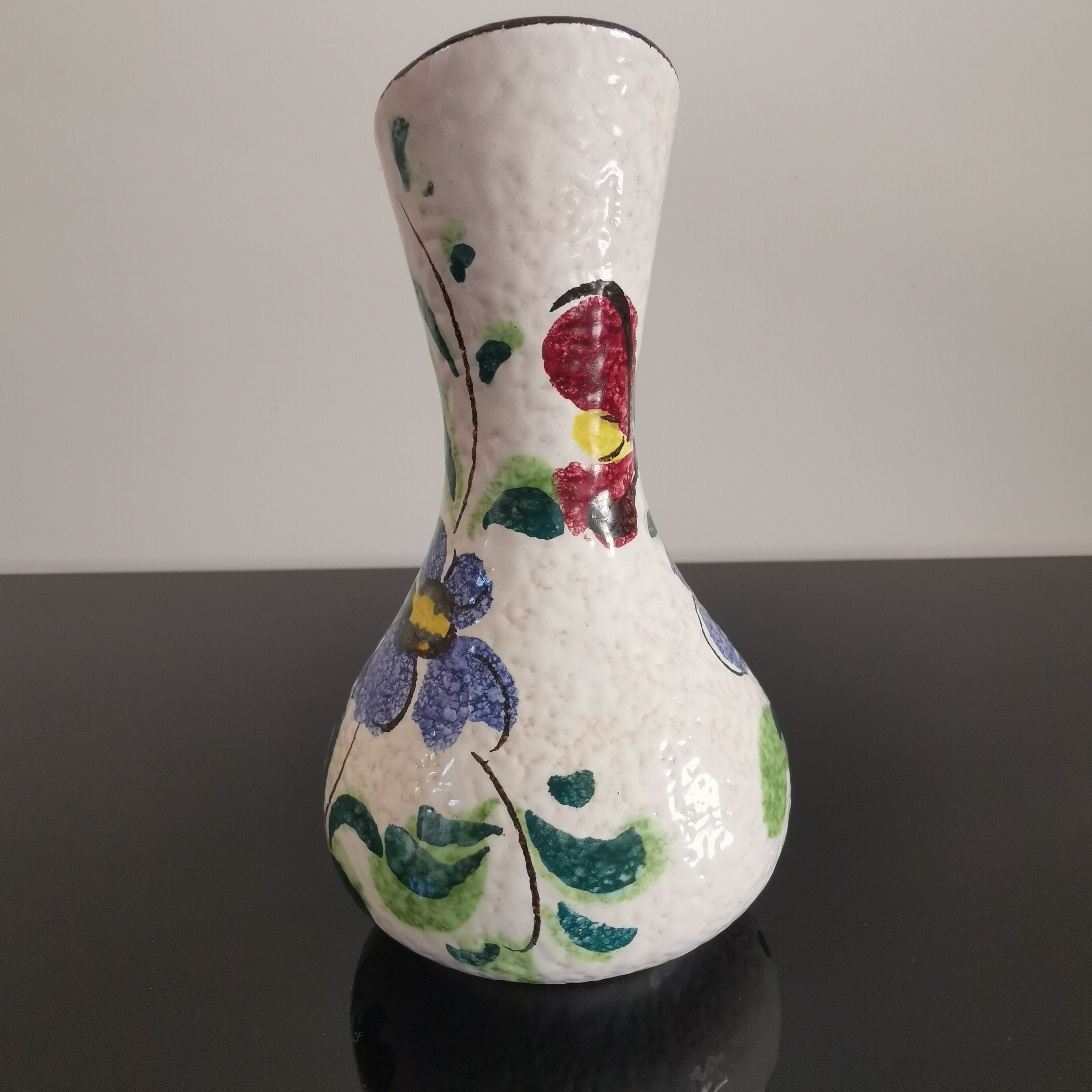 Vase with ceramic handle West Germany