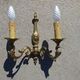 Appliques murales en bronze, abat-jour en soie, la paire