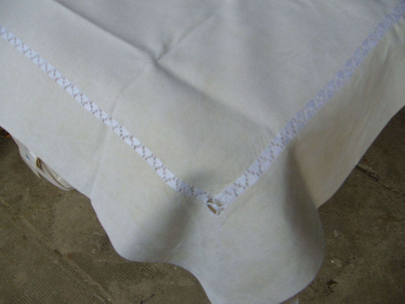 Old embroidered linen sheet