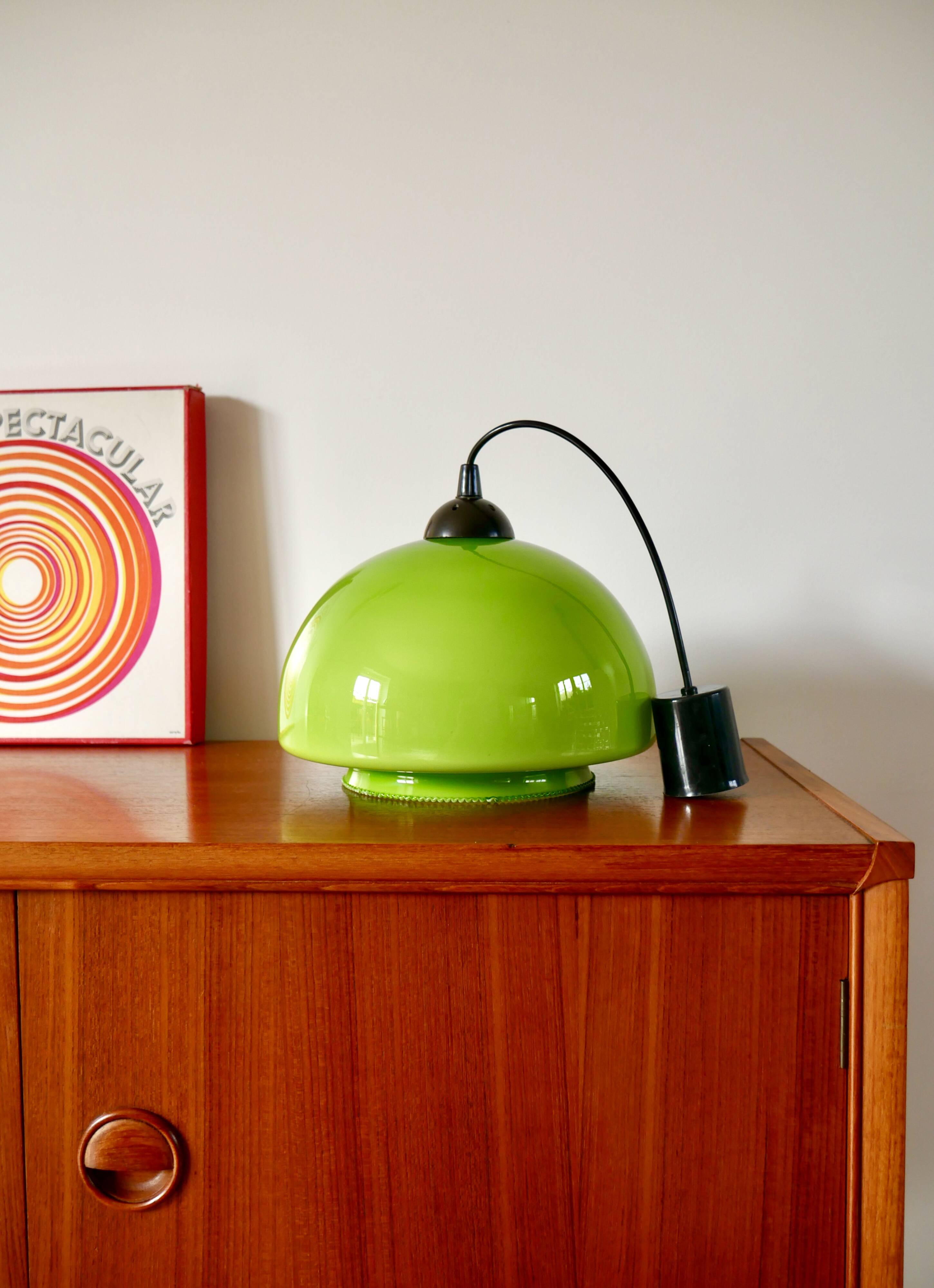 Suspension in green opaline mushroom design 60s-70s