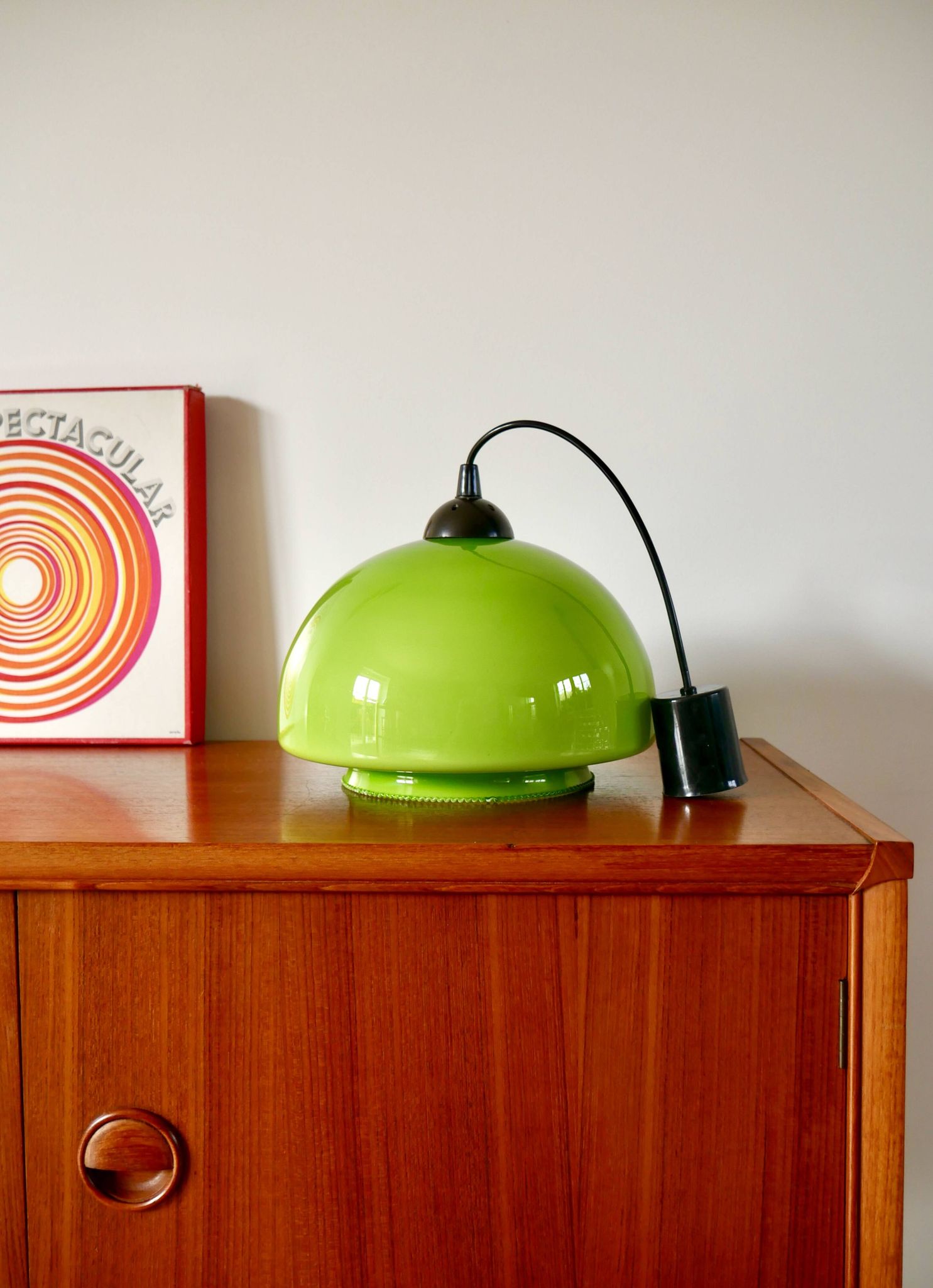 Suspension in green opaline mushroom design 60s-70s
