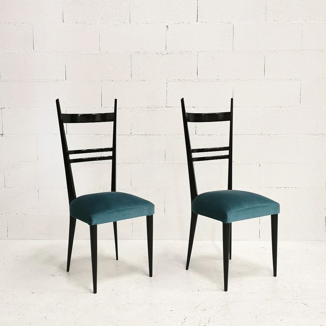 Pair of Italian high-backed chairs, 1950s