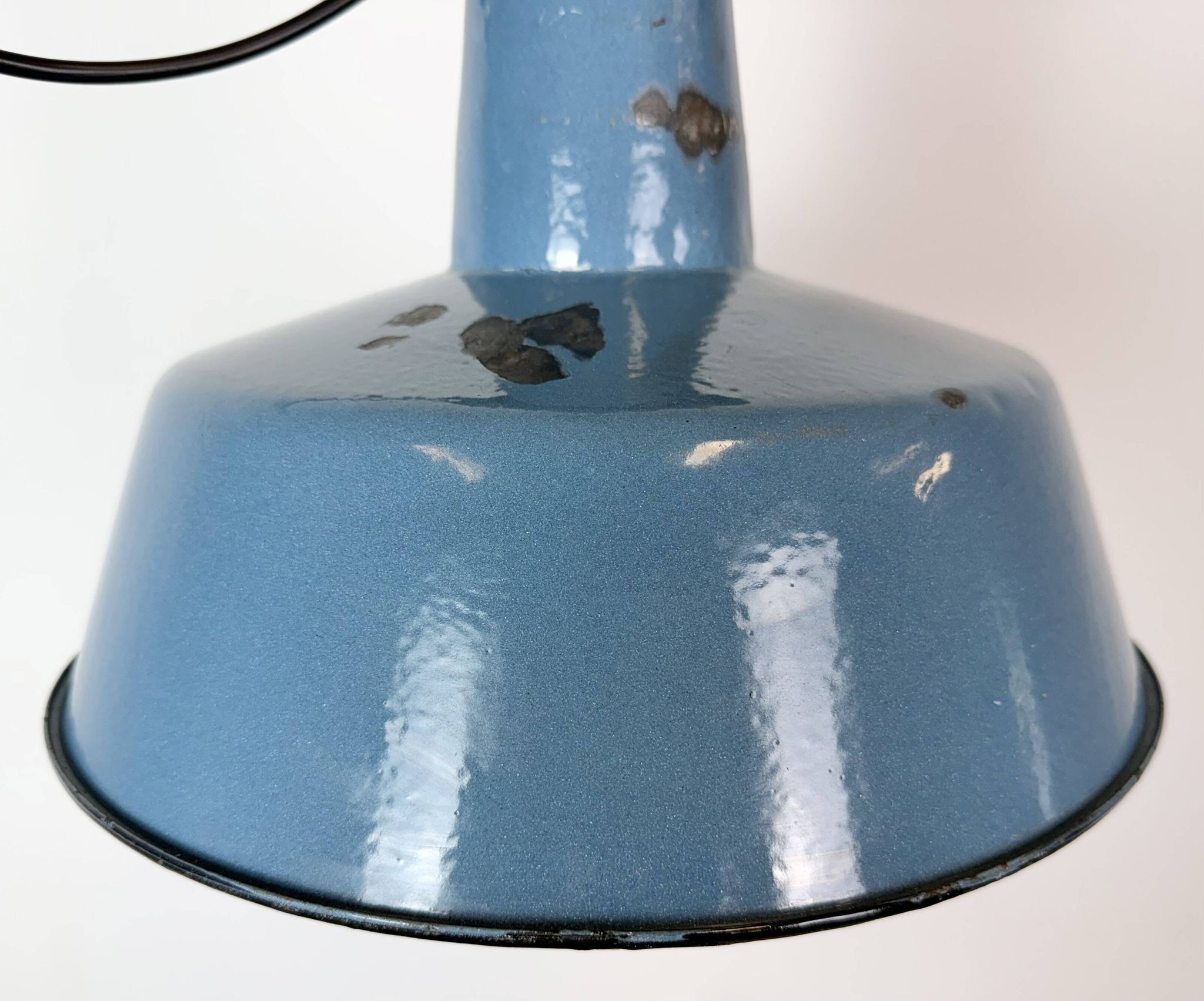 Industrial Blue Enamel Factory Lamp with Cast Iron Top, 1960s