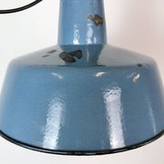 Industrial Blue Enamel Factory Lamp with Cast Iron Top, 1960s