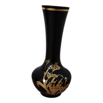 Black decorative vase with gold pattern