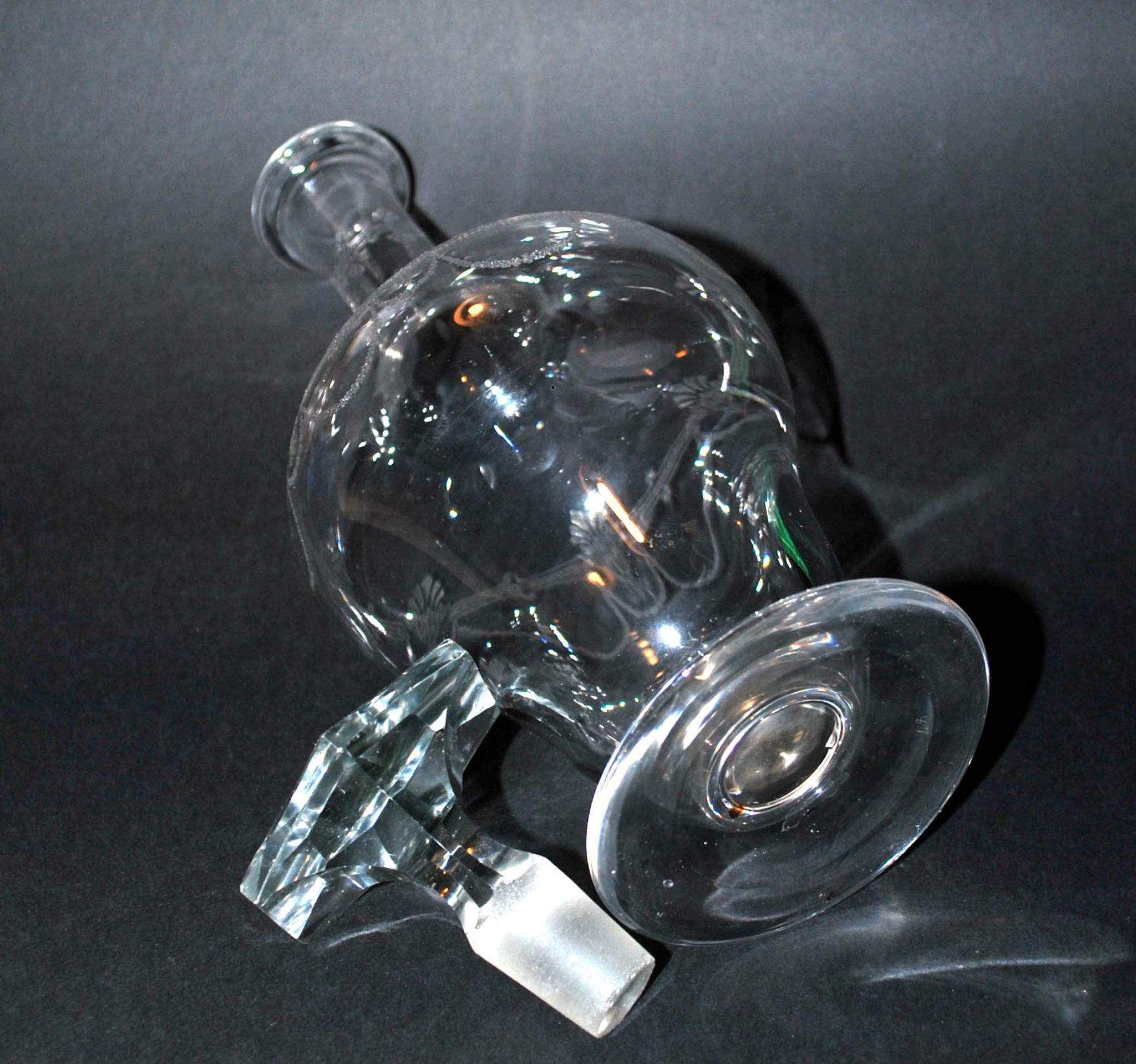 Carafe reims crystal of saint-louis decoration engraved with acid "rock crystal" 1930