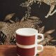 Set of 5 brown/white Negresco coffee cups, in opal glass from Arcopal, 1970