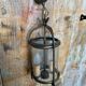 Ancienne suspension lanterne laiton 2 lumières + cylindre verre vintage