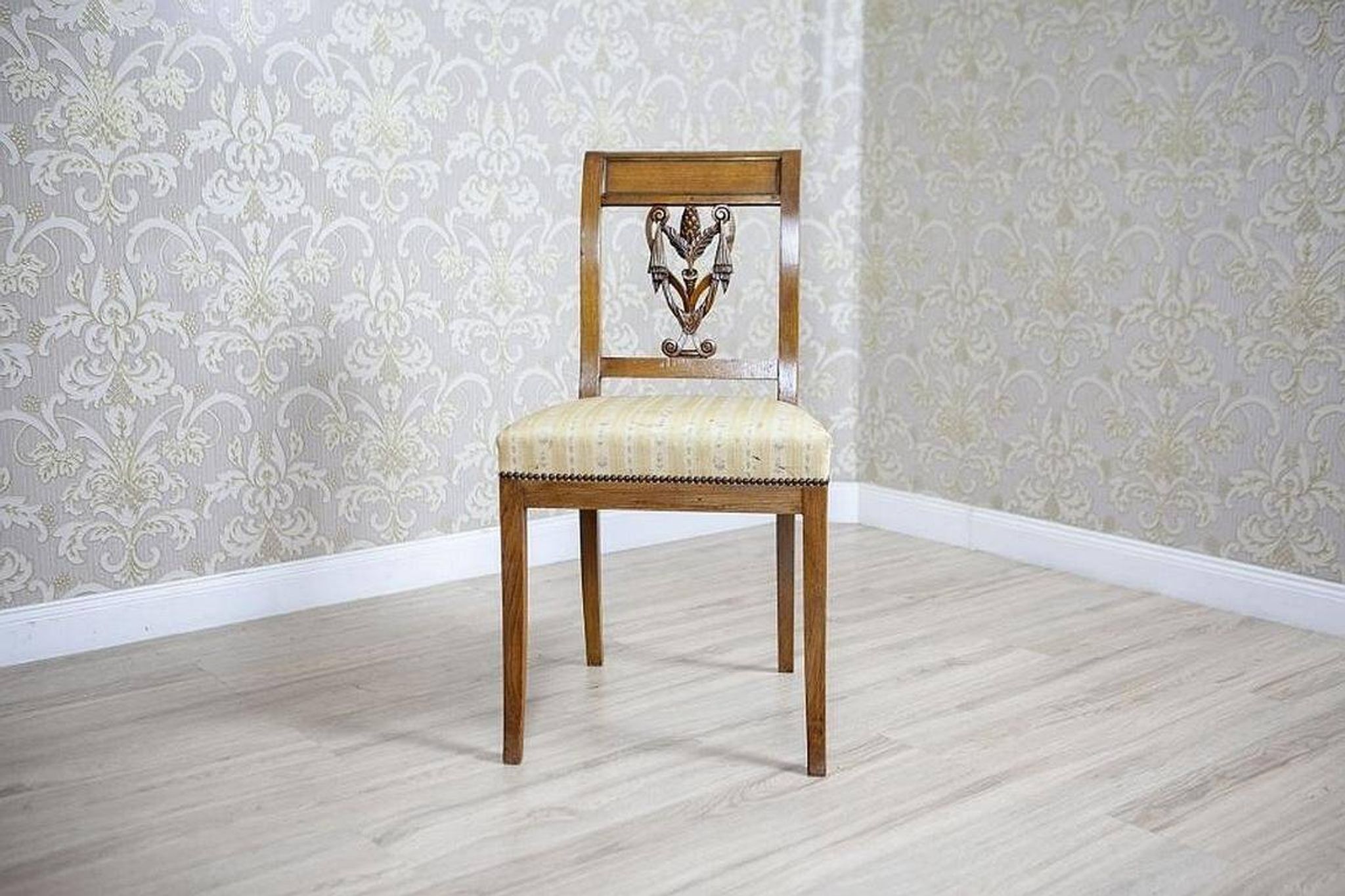 Set of 2 Ash Chairs in White Upholstery, 1950s