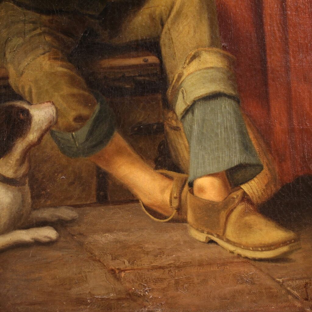 Antique Italian character painting from the 19th century