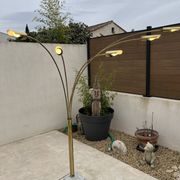 lampadaire 5 feux doré design des années 70