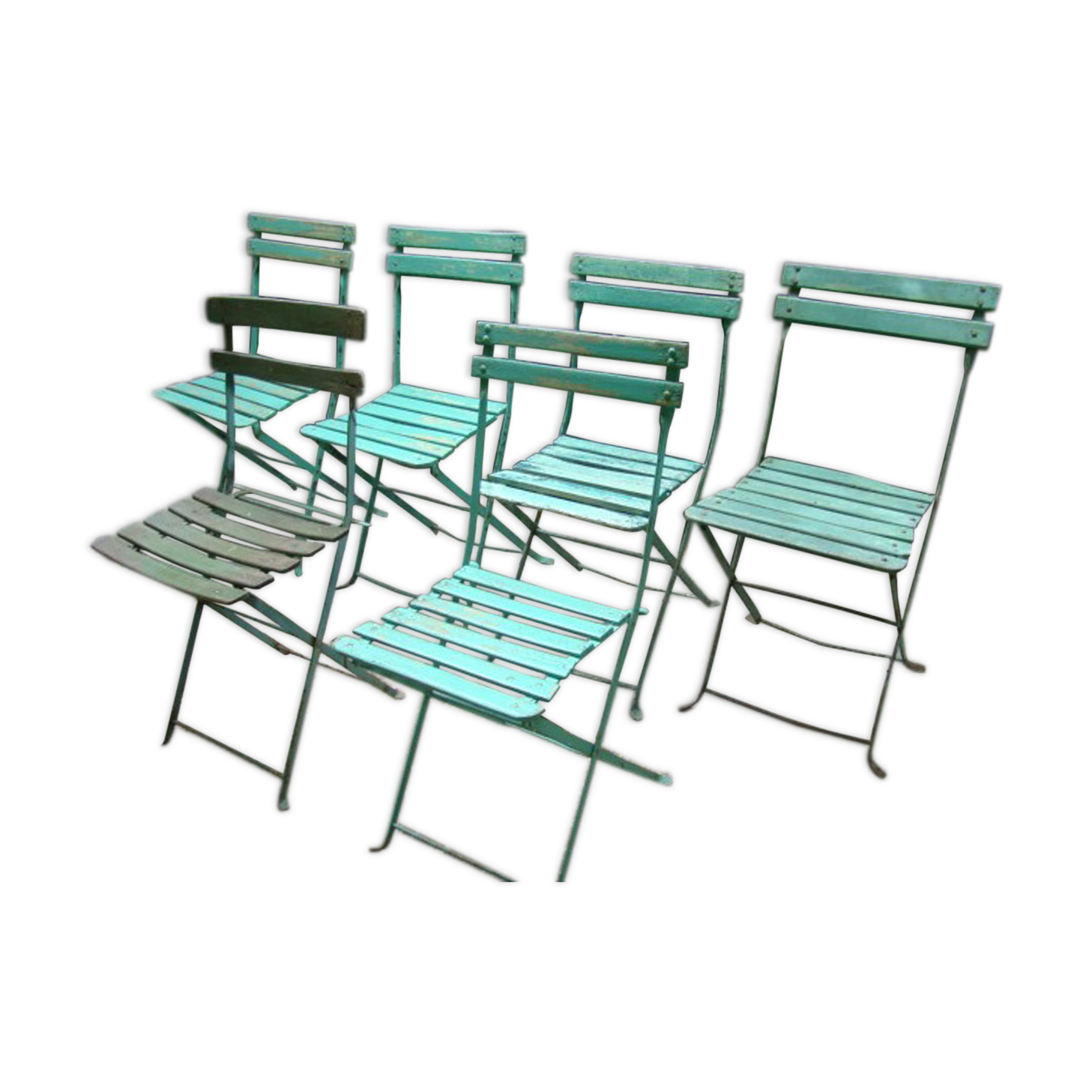Lot of old garden iron folding chairs