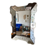 Prachtige Vintage Venetiaanse Spiegel – Geëtst Glas 79x58 cm