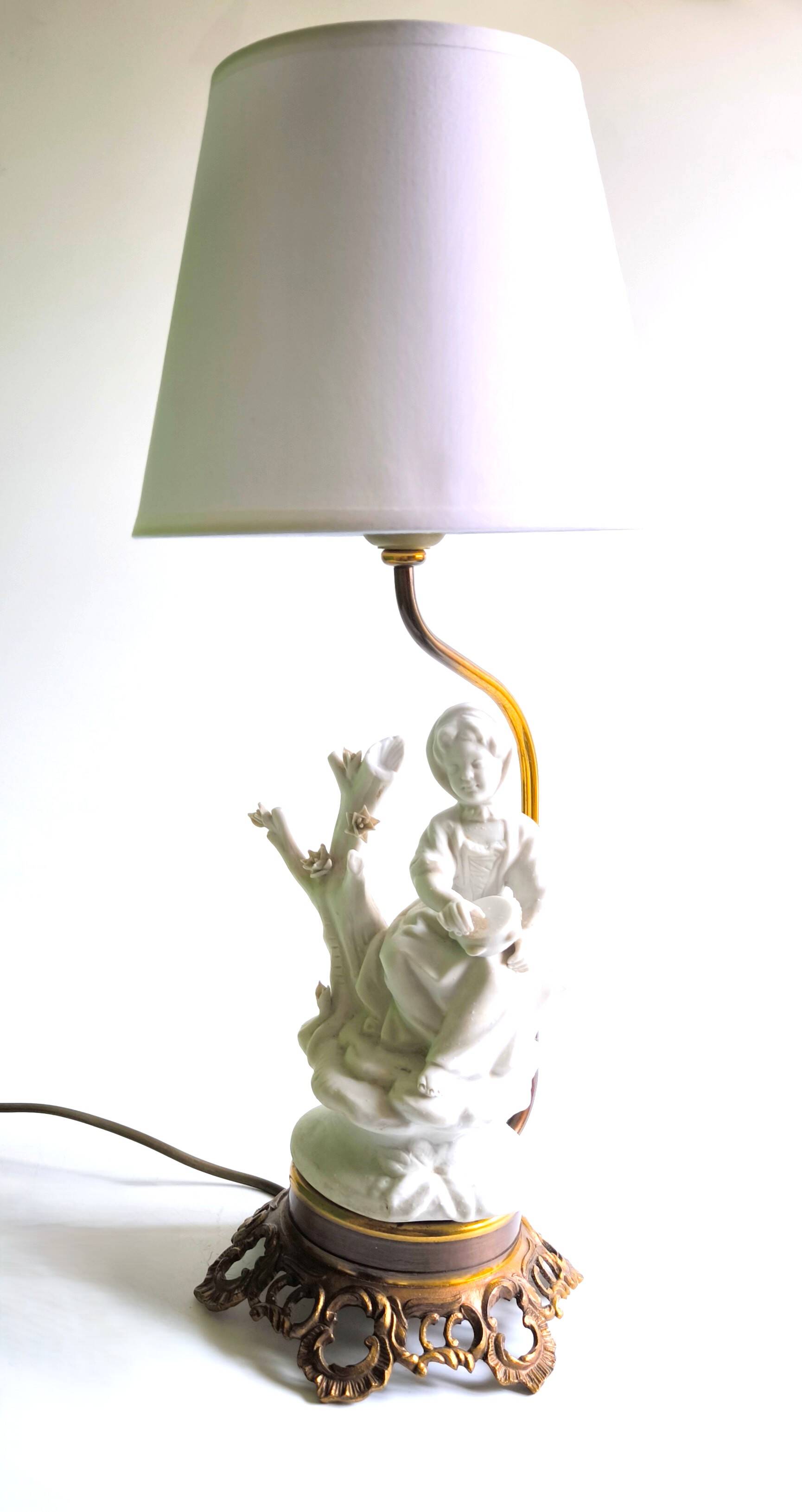 Bronze and Biscuit porcelain table lamp