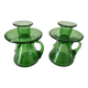 Duo de bougeoirs en verre bullé vert – Verrerie de Biot
