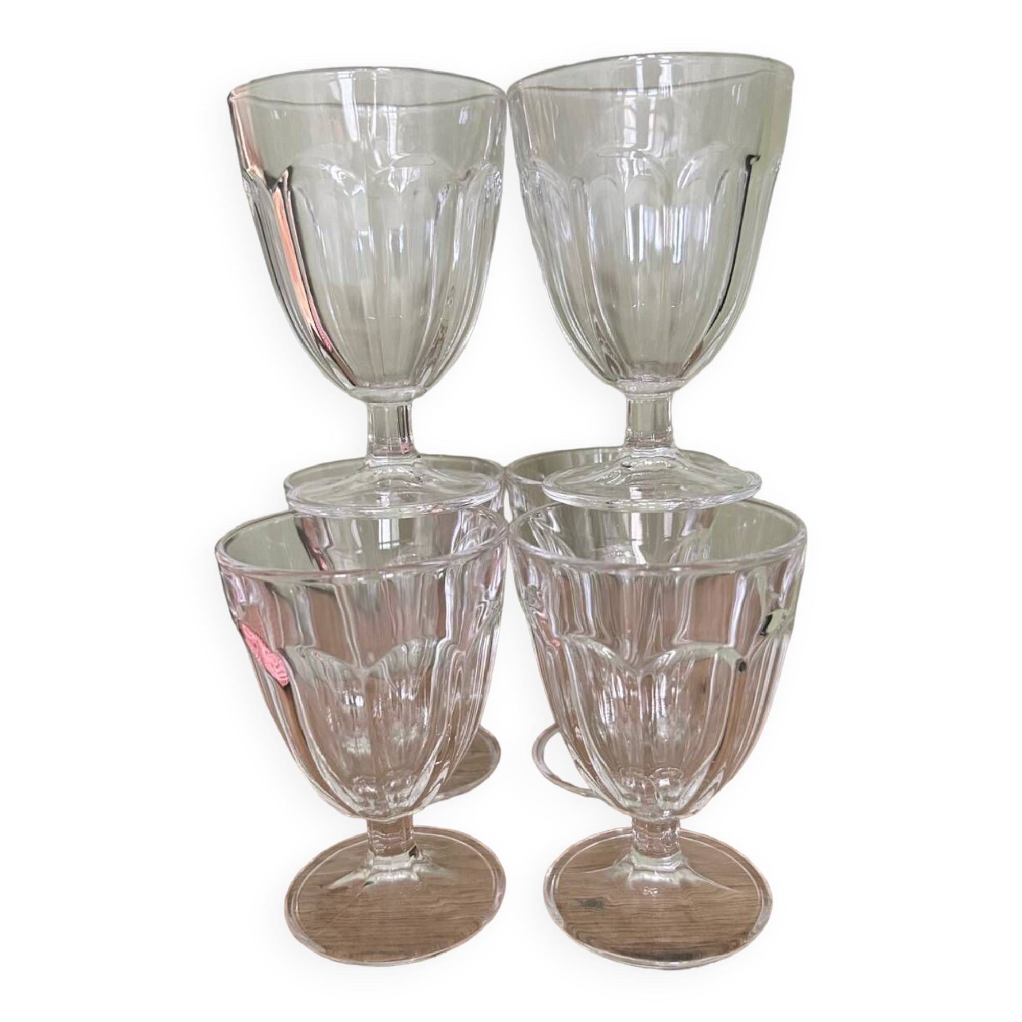 6 vintage faceted stemware