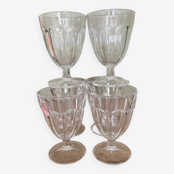 6 verres à pied à facettes vintage