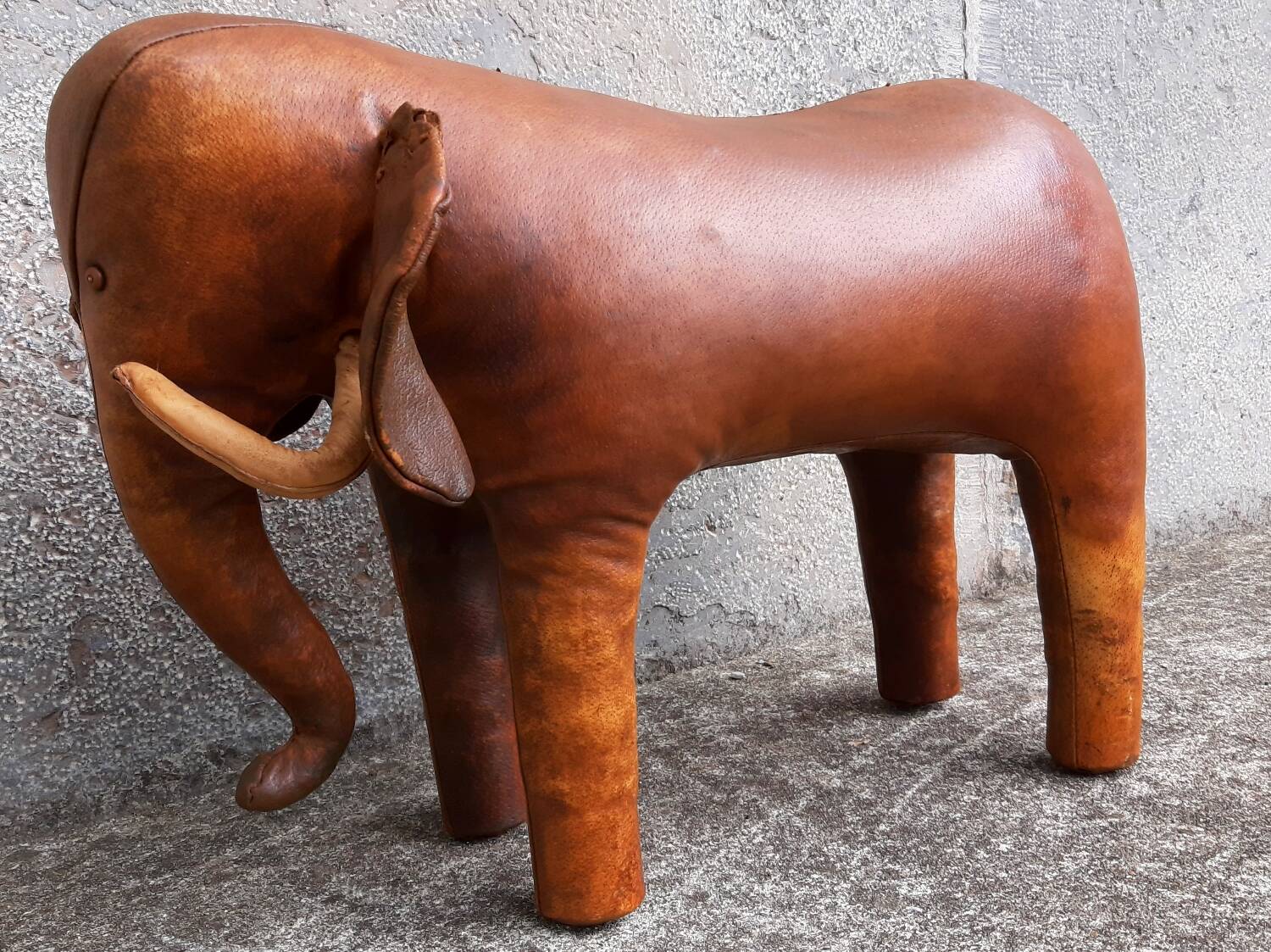 Leather footstool, Dimitri Omersa, 1950s