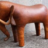 Leather footstool, Dimitri Omersa, 1950s