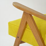 Kompas armchair yellow ribbed velvet