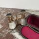 Pair of binoculars, theater, opera, mother-of-pearl, gilded brass, early twentieth century, curiosity object, showcase